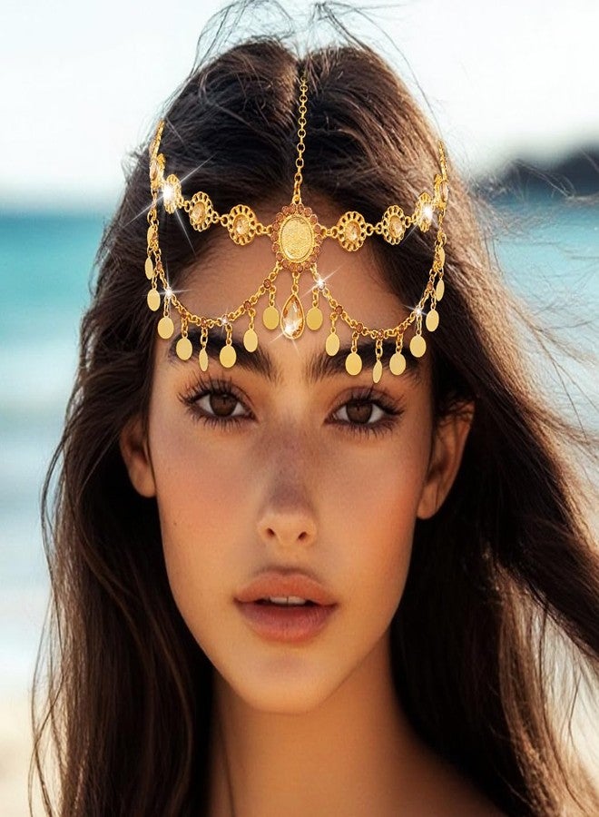 ووي مجوهرات سلسلة الرأس الذهبية من Woeoe، إكسسوارات سلاسل الشعر المزينة بشرابات الترتر للنساء - Image 3