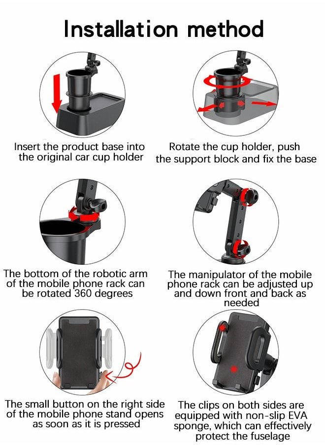 GROIC - Car Cup Holder Phone Mount, 2 in 1 Universal Cell Phone Mount for Car, Adjustable Long Gooseneck Phone Holder 360° Strong Cup Holder for Car, Automobile Cradles,Automotive Interior - Image 1