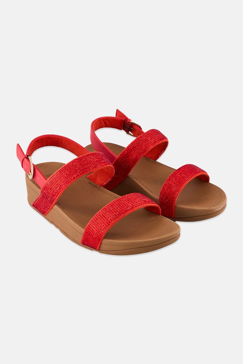 FitFlop Women Lottie Shimmer Crystal Slip On Sandals, Red  - Image 1