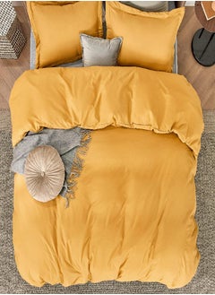 Bedsure Bedsure Golden Yellow Duvet Cover Queen Size - Soft Brushed Microfiber Duvet Cover for Kids with Zipper Closure, 3 Pieces, Include 1 Duvet Cover (90"x90") & 2 Pillow Shams, NO Comforter  - Image 3