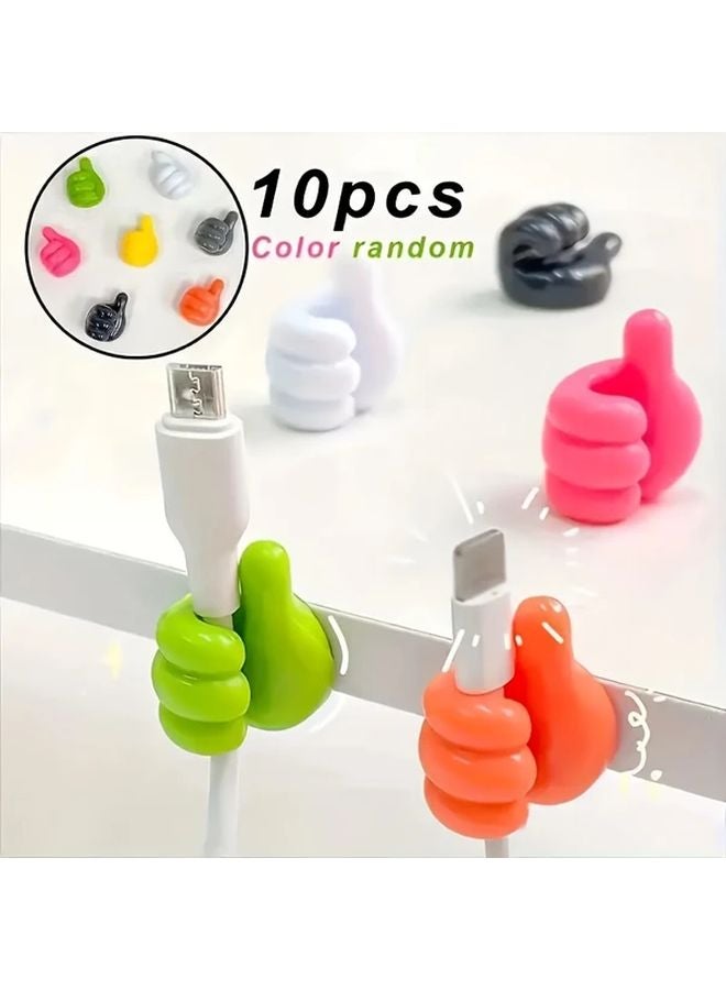 10pcs Thumb Shaped Cable Organizer Mixed Colors Sticky Hooks For Home Kitchen Storage - Image 1
