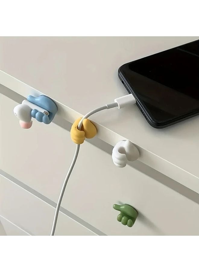 10pcs Thumb Shaped Cable Organizer Mixed Colors Sticky Hooks For Home Kitchen Storage - Image 2