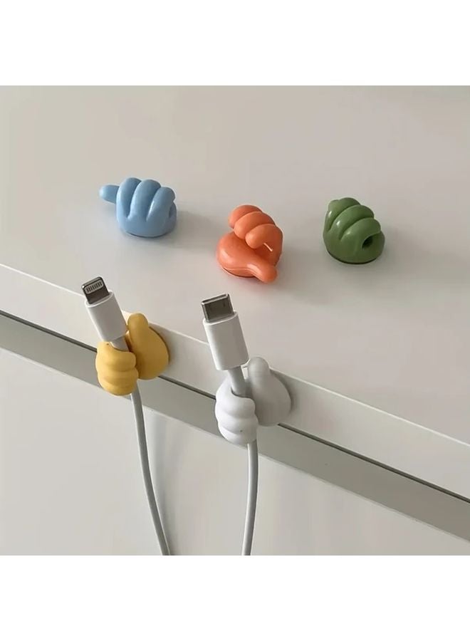 10pcs Thumb Shaped Cable Organizer Mixed Colors Sticky Hooks For Home Kitchen Storage - Image 4