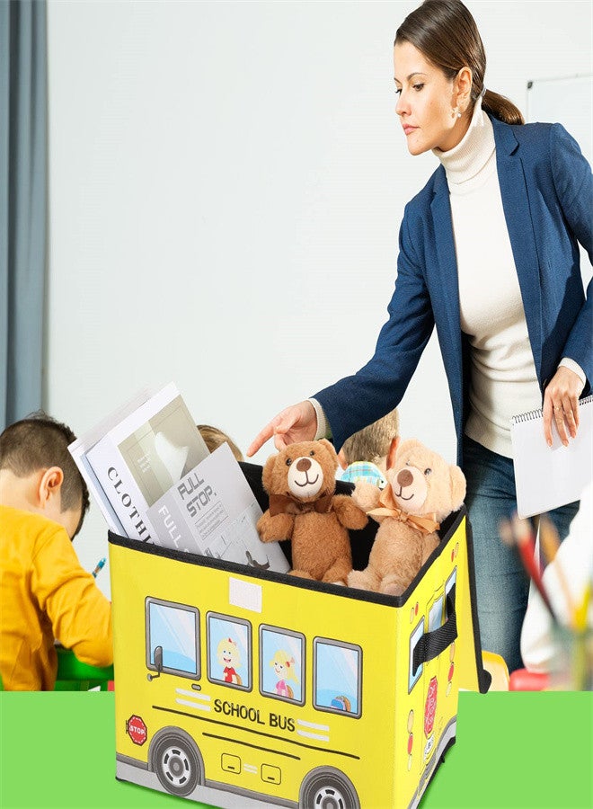 KASTWAVE 2 Pcs Toy Chest Storage Box for Classroom, Foldable Clothes Storage Box with Lid Treasure Waterproof Storage Organizer Bin for Home Kids Toy Prizes Awards for Students (Yellow) - Image 3