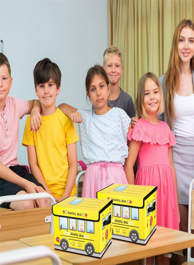 KASTWAVE 2 Pcs Toy Chest Storage Box for Classroom, Foldable Clothes Storage Box with Lid Treasure Waterproof Storage Organizer Bin for Home Kids Toy Prizes Awards for Students (Yellow) - Image 2