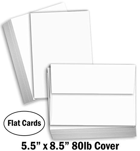 Hamilco Bright White Cardstock Cards: 100-Pack 5 1/2" x 8 1/2" (Half Sheet Size) Printable Blank Cards Set| 80lb Cover| Make Your Own Invitation/Greeting Cards (100 Pack) Bright - Image 2