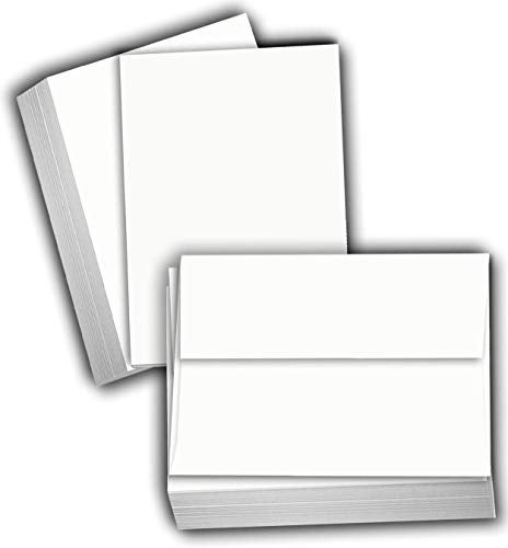 Hamilco Bright White Cardstock Cards: 100-Pack 5 1/2" x 8 1/2" (Half Sheet Size) Printable Blank Cards Set| 80lb Cover| Make Your Own Invitation/Greeting Cards (100 Pack) Bright - Image 1