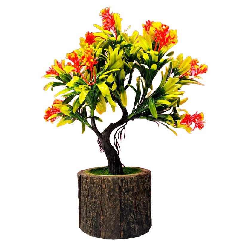 Dekorly Small Artificial Bonsai Tree Fake Plant Potted House Plants Japanese Pine Bonsai Plant Faux Bonsai for Home Indoor Decoration Office (Wooden Potted Plants, Design-J) - Image 3