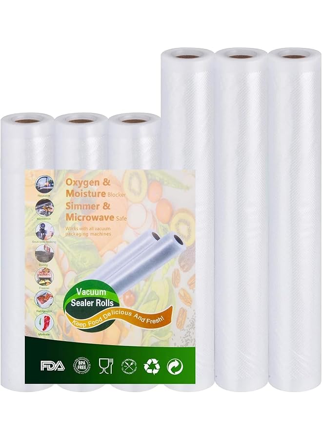 X spring Vacuum Sealer Rolls, 6 Rolls (20Cmx3M3 + 28Cmx3M3) Heavy Duty Food Storage Bags, Commercial Grade Vacuum Seal Rolls For Sous Vide And Freezer Storage - Image 1