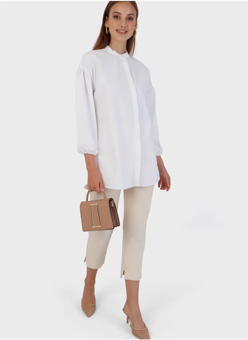 Refka by modanisa Balloon Sleeve Button Detail Tunic