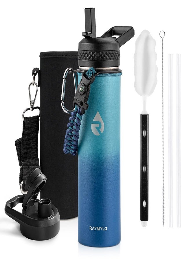 RAYMYLO Insulated Water Bottle 20 oz, Triple Wall Vacuum Stainless Steel (Cold for 48 Hrs), Leak Proof & Non-BPA, Kids Water Bottle Jug for School with Straw Spout Lids, Cyan Blue - Image 1