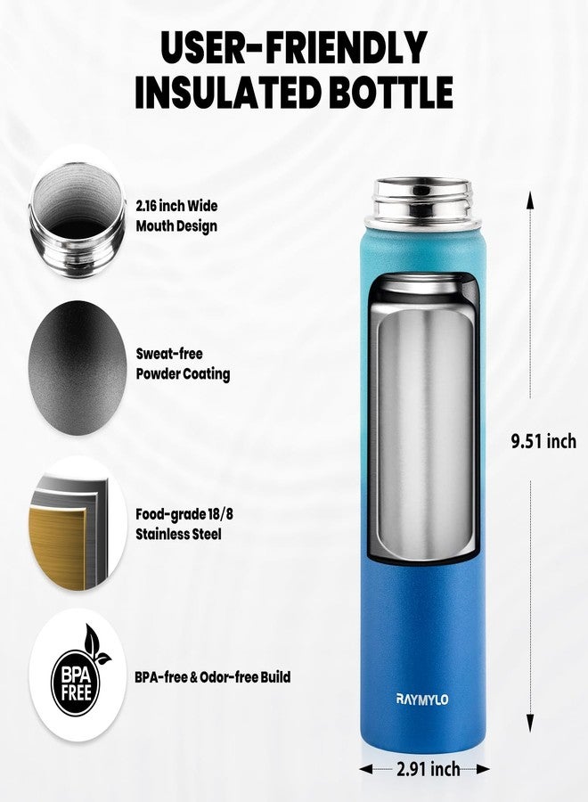 RAYMYLO Insulated Water Bottle 20 oz, Triple Wall Vacuum Stainless Steel (Cold for 48 Hrs), Leak Proof & Non-BPA, Kids Water Bottle Jug for School with Straw Spout Lids, Cyan Blue - Image 5
