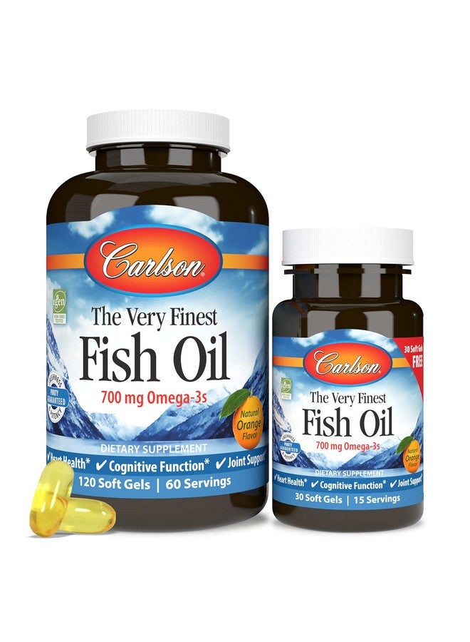 Carlson أفضل زيت سمك 700 ملغ أوميغا 3 زيت سمك نرويجي مكمل زيت سمك أوميغا 3 من الأسماك البرية زيت سمك مستدام الكبسولات زيت السمك مكمل أوميغا 3 برتقال 120+30 كبسولة لينة - Image 5