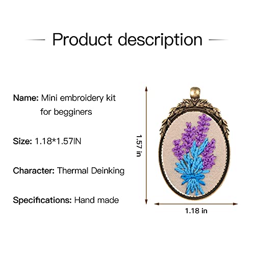ZOCONE 6 Packs Embroidery Necklace Kits, Embroidery Pendant Kit Mini Cross Stitch Kit with Hoop, Necklace, Pendant, Brooch, Stamped Pattern Cloth, Instructions, etc. Embroidery Kits for Adults - Image 2