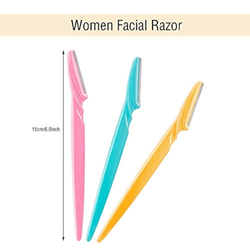 Jovitec 12 Pieces Eyebrow Razor Shaper Shavers Trimmers for Women and Men Face Hair Removers (Pink, Yellow, Blue) - Image 2