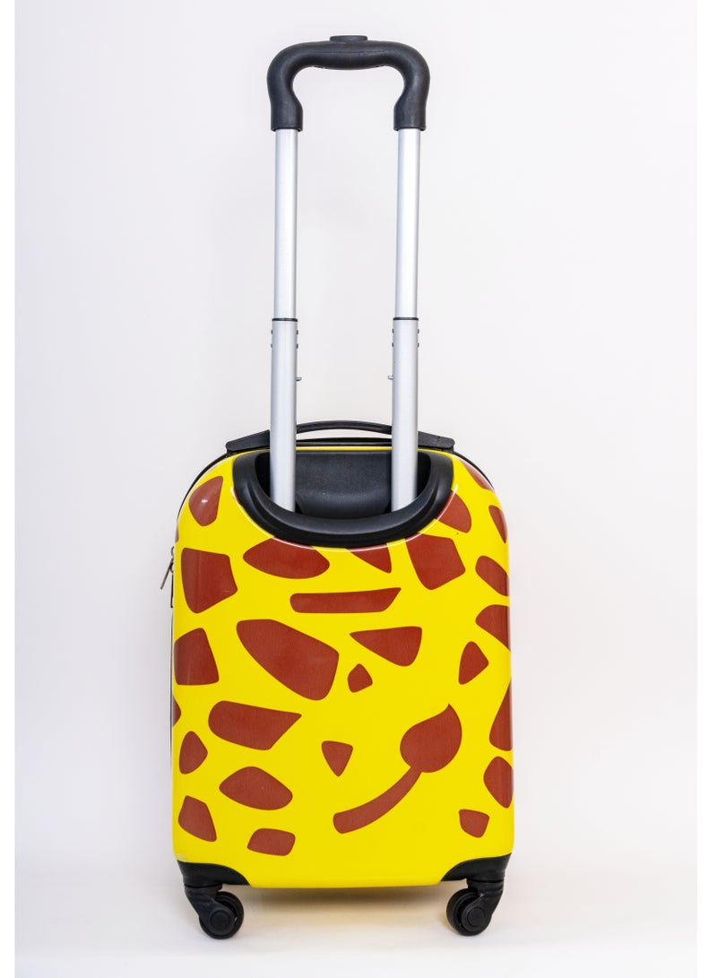 منيك حقيبة أطفال بعجلات من البولي كربونات الصلبة على شكل زرافة - 16 بوصة - أصفر - Image 3