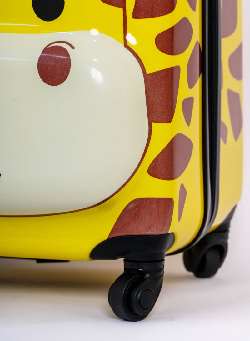 منيك حقيبة أطفال بعجلات من البولي كربونات الصلبة على شكل زرافة - 16 بوصة - أصفر - Image 5
