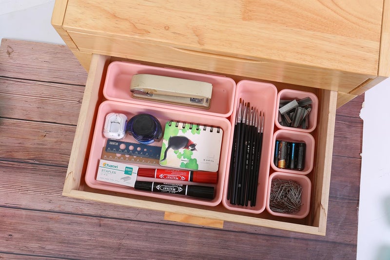 Kutesna 15 PCS Interlocking Desk Drawer Organizer Separator for Office,Bathroom,Kitchen,Makeupï¼ˆPinkï¼‰ - Image 4