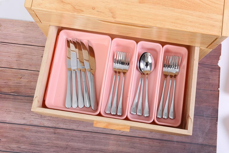 Kutesna 15 PCS Interlocking Desk Drawer Organizer Separator for Office,Bathroom,Kitchen,Makeupï¼ˆPinkï¼‰ - Image 5