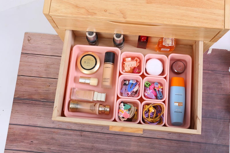 Kutesna 15 PCS Interlocking Desk Drawer Organizer Separator for Office,Bathroom,Kitchen,Makeupï¼ˆPinkï¼‰ - Image 3