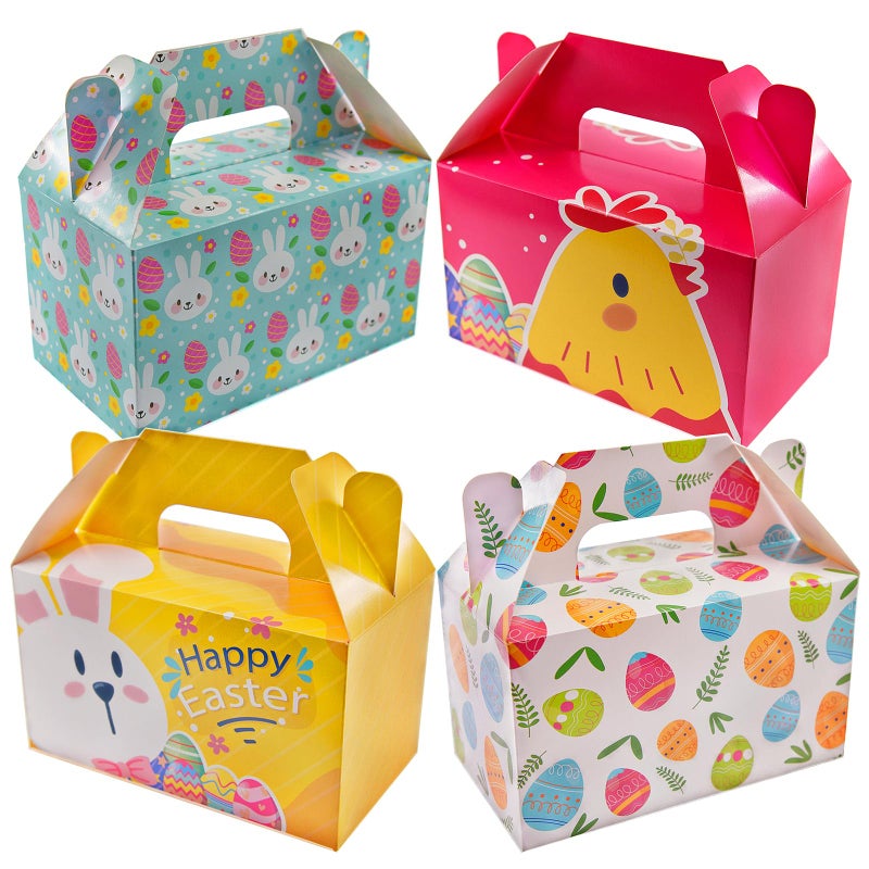 Eavotoy 12 Pack Easter Decorative Gift Treat Boxes - 6.2 x 3.5 x 3.5 inch Egg Bunny Chicken Colorful Bag Paper Box for Easter Basket Stuffers Party Favor Gifts - Image 1