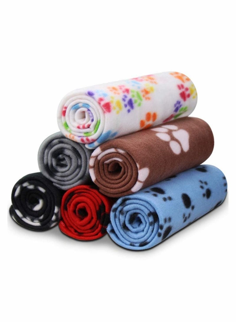 6 Pack Pet Blanket Soft Fleece Dog Cat Blanket, Fluffy Warm Sleep Bed Cover with Bones Print for Kitten Puppy, Kennels, Beds, Car Seats and Crate (multiple colors) - Image 1