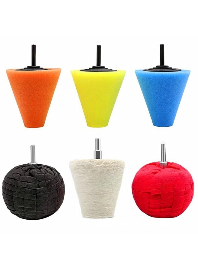 Generic 6PCS Car Wheel Hub Drill Buffing Sponge Pads Kit,3 Inch Shank Polishing Pads for Wheel Hub Cleaning, Auto Cone Metal Polish Buffing Polishing Ball,for Automotive Car Wheels Care Buffing  - Image 1