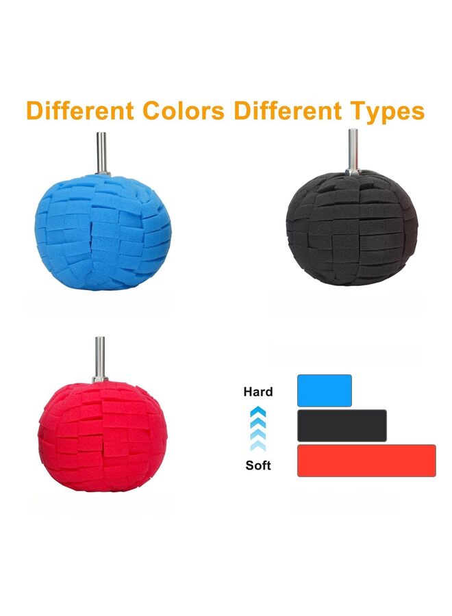 Generic 6PCS Car Wheel Hub Drill Buffing Sponge Pads Kit,3 Inch Shank Polishing Pads for Wheel Hub Cleaning, Auto Cone Metal Polish Buffing Polishing Ball,for Automotive Car Wheels Care Buffing  - Image 3