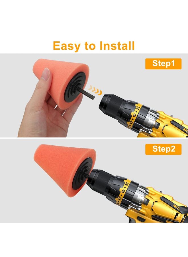 Generic 6PCS Car Wheel Hub Drill Buffing Sponge Pads Kit,3 Inch Shank Polishing Pads for Wheel Hub Cleaning, Auto Cone Metal Polish Buffing Polishing Ball,for Automotive Car Wheels Care Buffing  - Image 5