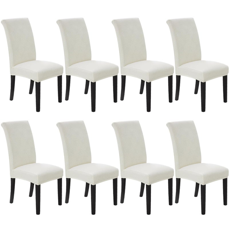 Howhic Stretch Chair Covers for Dining Room Set of 8 Removable Washable Dining Room Chair Covers Dining Chair Slipcovers Seat Protectors Great Decor for Home and Banquet Ivory 8 Pack