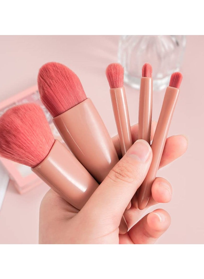 Miniso Portable 5Pcs Travel Makeup Brush Set with Mirror Lip Blending Powder Eyeshadow Brush Multicolor  - Image 4