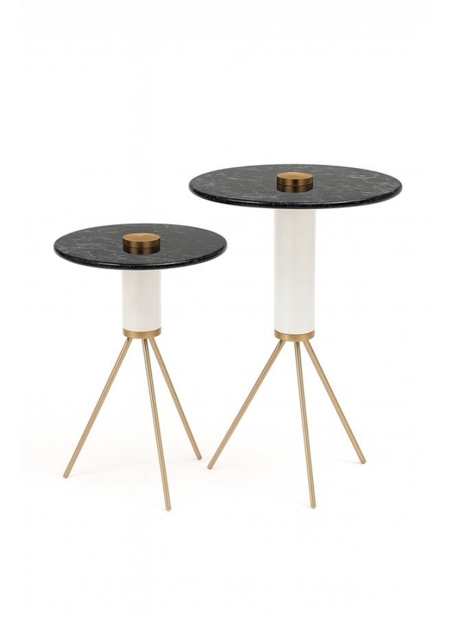 YI ONE Corner Table Set – 2-Piece Round Luxury Corner Tables with Glass Top, Side Tables for Sofa or Bed - Image 2
