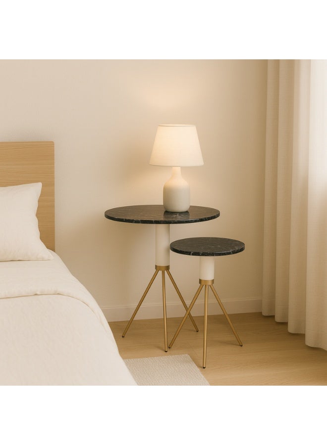 YI ONE Corner Table Set – 2-Piece Round Luxury Corner Tables with Glass Top, Side Tables for Sofa or Bed - Image 5