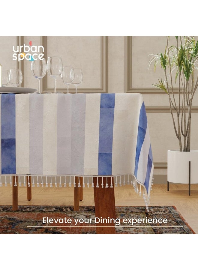 Urban Space Sicilia Table Linen Collection - Premium Water & Stain Resistant Dining Table Cover for 4 Seater, Anti Skid Table Cloth for Center Table (Horizontal Stripes, 4 Seater 52" x 72") - Image 2