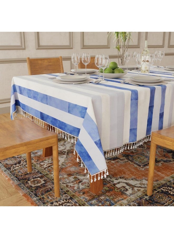 Urban Space Sicilia Table Linen Collection - Premium Water & Stain Resistant Dining Table Cover for 4 Seater, Anti Skid Table Cloth for Center Table (Horizontal Stripes, 4 Seater 52" x 72") - Image 1