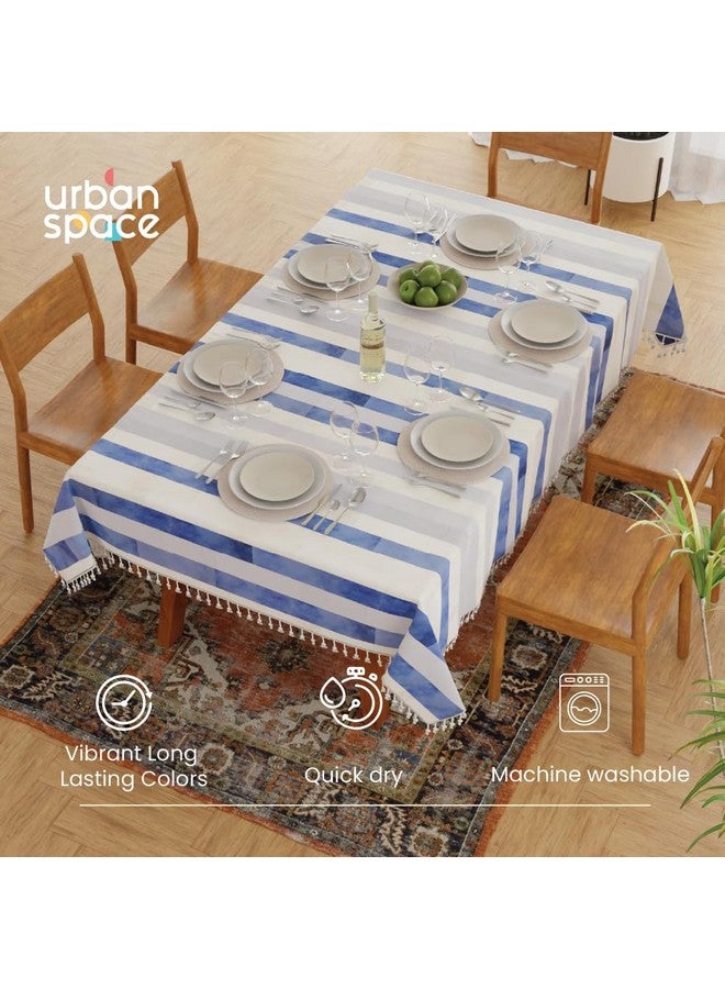 Urban Space Sicilia Table Linen Collection - Premium Water & Stain Resistant Dining Table Cover for 4 Seater, Anti Skid Table Cloth for Center Table (Horizontal Stripes, 4 Seater 52" x 72") - Image 3