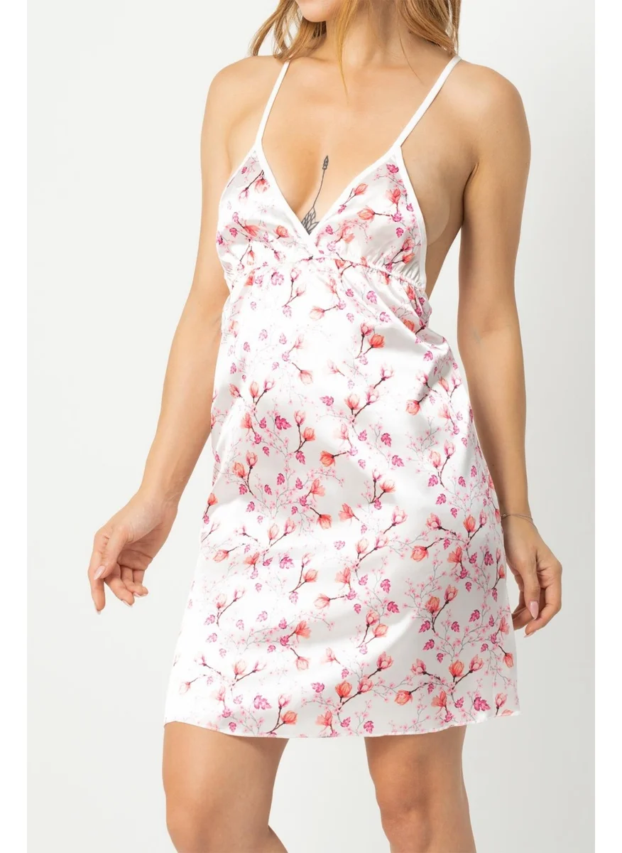 Phevos Patterned Backless Nightgown