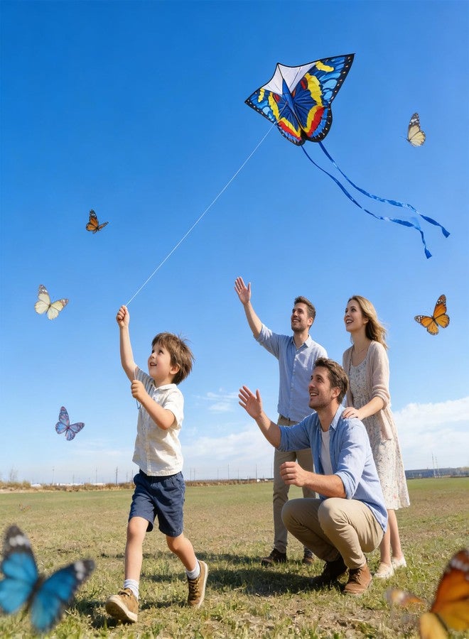 FejoHify Butterfly Kite Kids Adults Easy to Fly Assemble Ages 4-8 8-12 Single line String Handle 210t Ripstop Nylon Fabric Beach Park Outdoor Activities (Blue) - Image 5