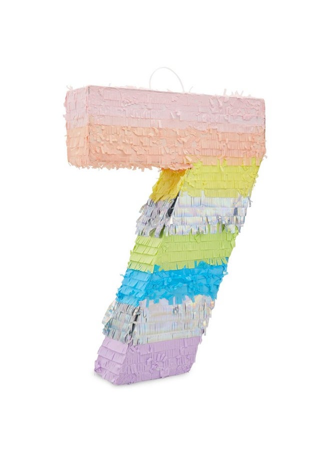 Blue Panda Large Number 7 Pinata For Girl'S 7Th Birthday Party Decorations Rainbow Pastel (21X15X4 In)  - Image 2