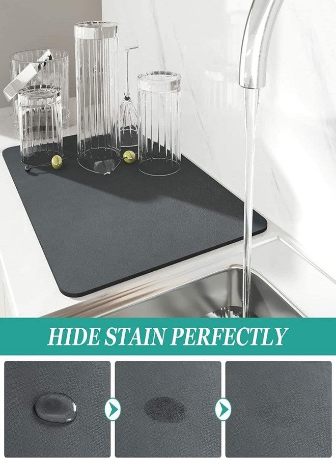 Yancorp Kitchen Counter Mat, Large Absorbent Drying Mat, Stain-Resistant Surface Protector for Coffee Station and Dishes, Grey - Image 3