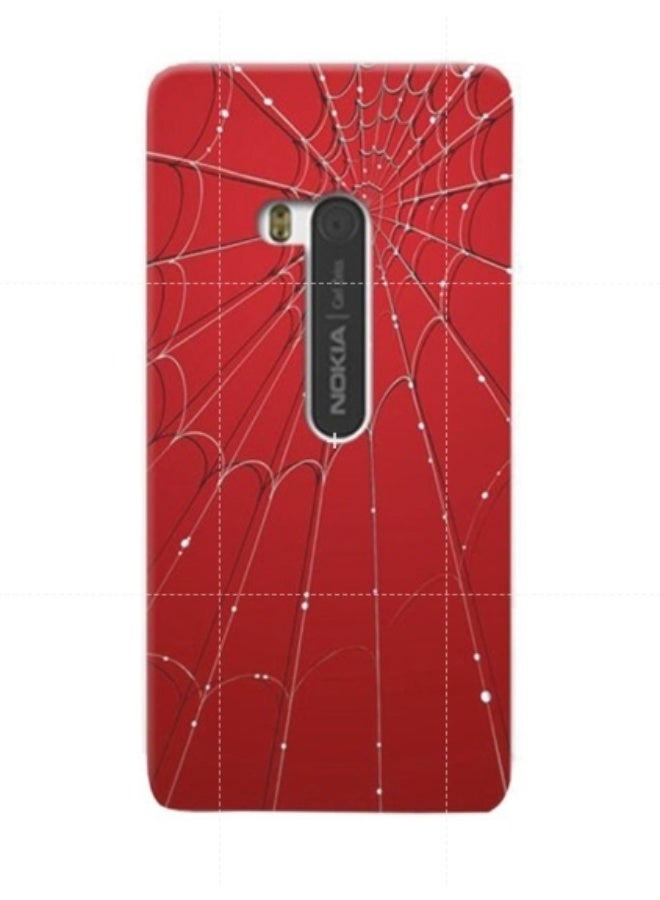 غطاء حماية واقٍ بنقش شبكة العنكبوت لهاتف نوكيا لوميا 920 أحمر