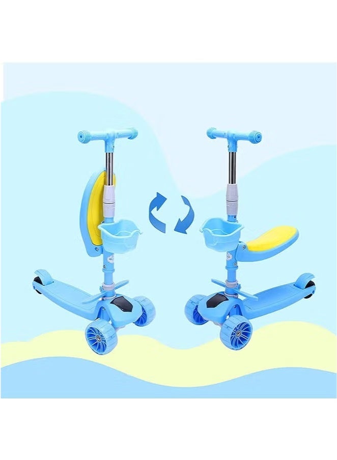 يلا جوي 2-في-1 سكوتر ركلة قابلة للطي للأطفال في سن 3-13 مع مقعد ، ارتفاع قابل للتعديل ، 4 عجلات فلاش قابلة للتعديل ، الأنشطة في الهواء الطلق للأطفال الصغار الأولاد البنات - Image 5