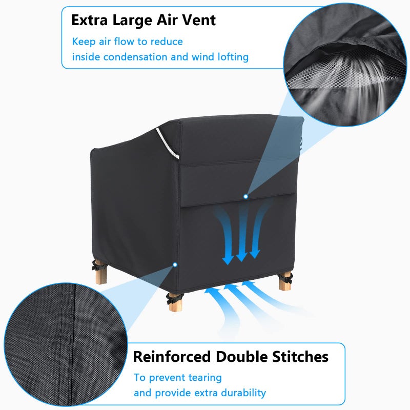 Gasadar Patio Chair Covers 2 Pack Waterproof for Outdoor Furniture, Heavy Duty 600D Patio Furniture Covers for Lounge Lawn Deep Seat 32" W x 37" D x 36" H, Black - Image 5