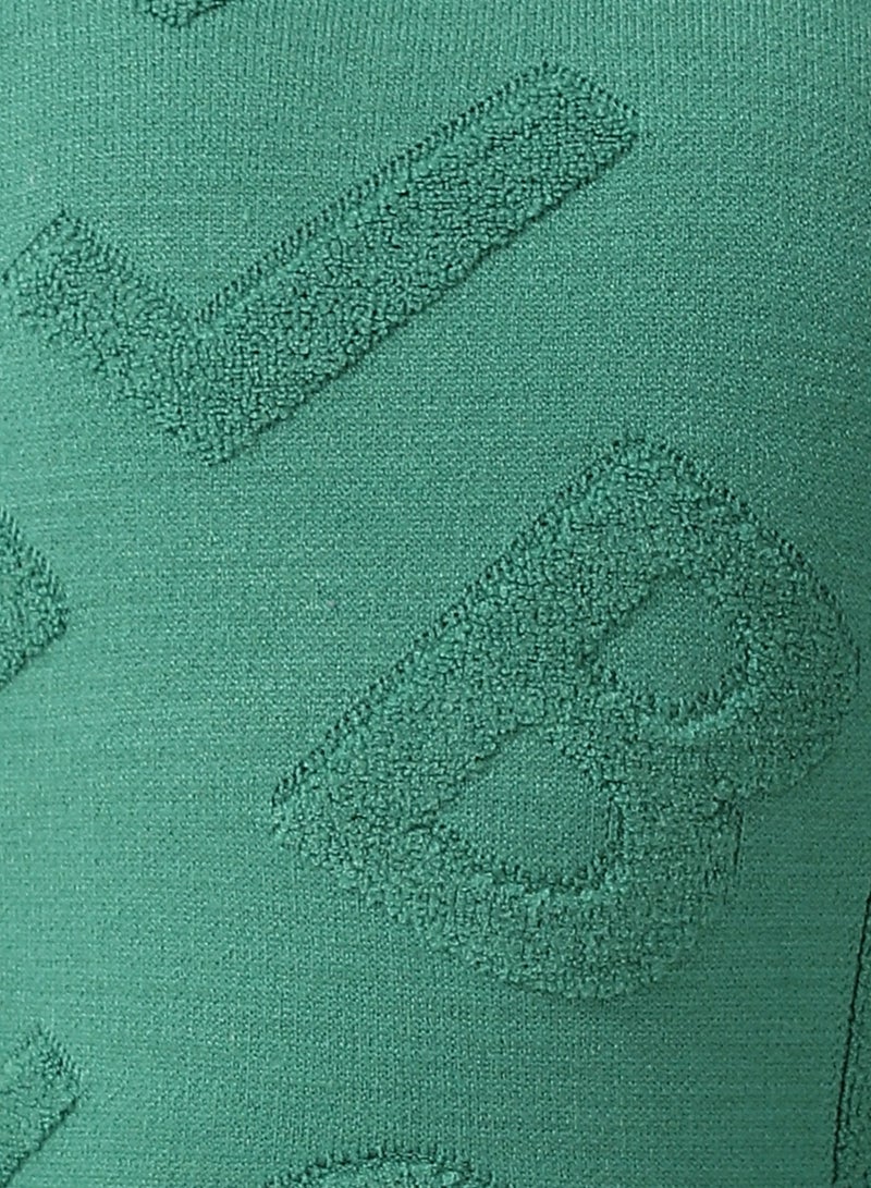 Andora Alphabet Ribbed Trims Round-Neck Pullover_Christmas Green - Image 4