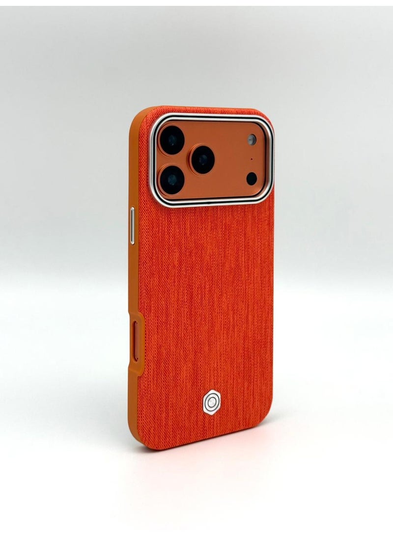 Classic Brave One Kinetic Series – Premium Woven Fabric Case for iPhone 17 Pro Max | MagSafe Compatible | Slim Hybrid Protection – Sunset Orange - Image 1