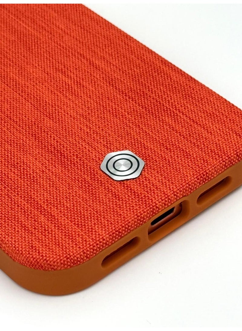 Classic Brave One Kinetic Series – Premium Woven Fabric Case for iPhone 17 Pro Max | MagSafe Compatible | Slim Hybrid Protection – Sunset Orange - Image 4
