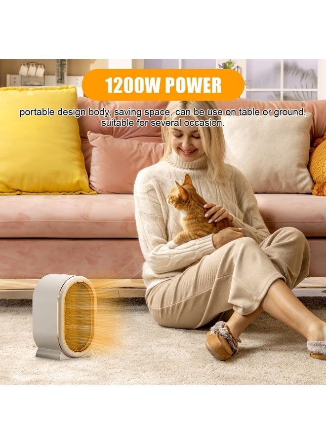 Naxifly Space Heater, 1200W Electric Heaters Indoor Portable, Overheat and Tip-Over Protection, PTC Fast Heating, 2 Mode, for Bedroom, Office and Indoor Use, Home - White Portable Heater（white） - Image 2