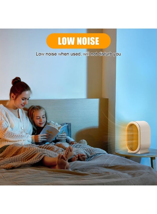 Naxifly Space Heater, 1200W Electric Heaters Indoor Portable, Overheat and Tip-Over Protection, PTC Fast Heating, 2 Mode, for Bedroom, Office and Indoor Use, Home - White Portable Heater（white） - Image 5