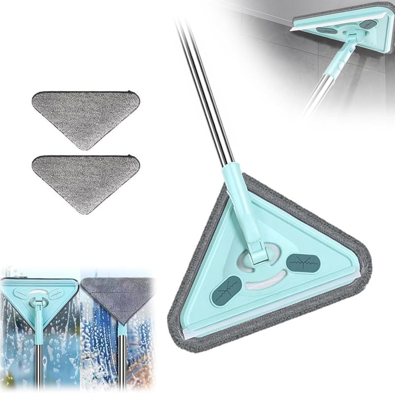 Calyrex Multifunctional Triangle Mop Upgraded Wall Mop with Long Handle 360 Rotatable Adjustable Cleaning Mop Extendable Triangle Mop with Cleaning Cloth for Wall Ceiling Window Floor - Image 1