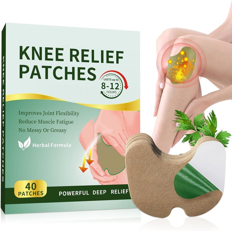 40 Count Pain Relief Patches, Patches for Knee, Neck, Back Pain Relief, Natural Herbal Adhesive Heat Patches for Pain Relief, Fast Acting and Long Lasting